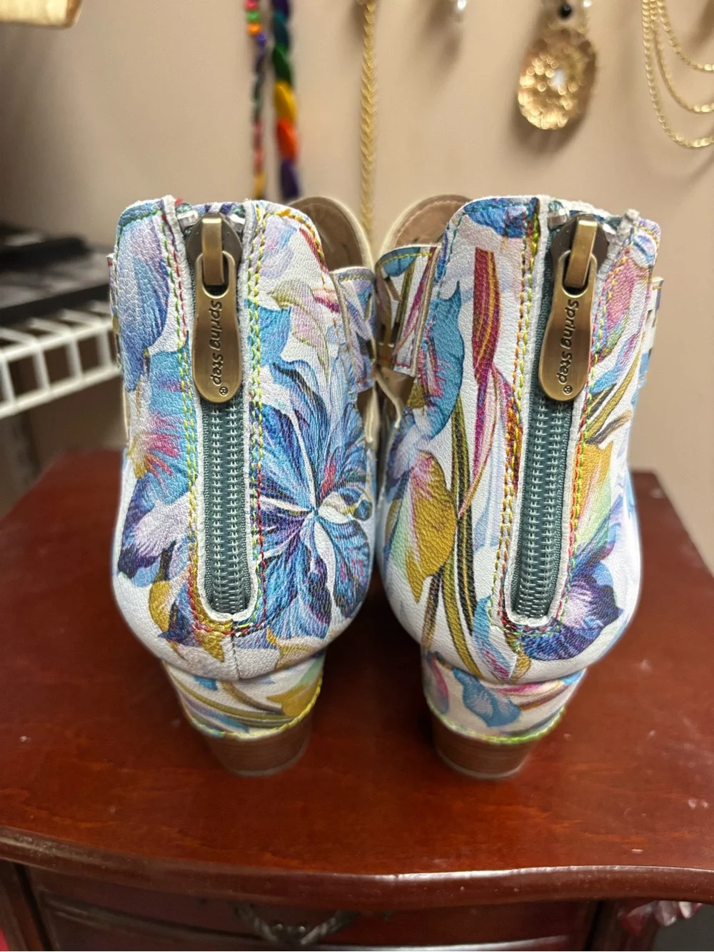 Floral Cutout Peep-Toe Ankle Booties in Multi Color